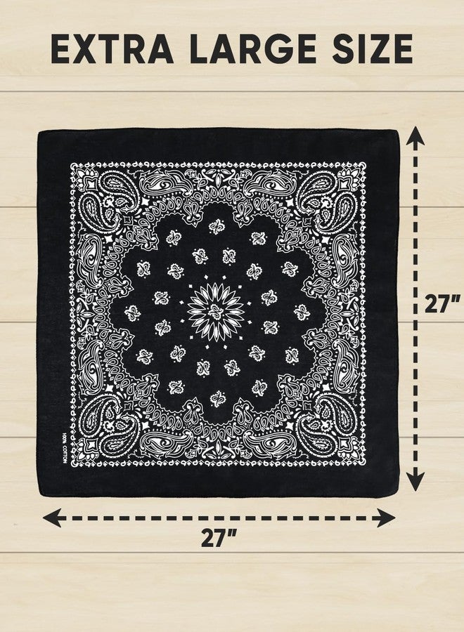Bycc Bynn Large 27x27 Inch Bandana - 4 Pack 100% Cotton Bandanas for Men & Women (Black+Black+Black+Black) - Image 2